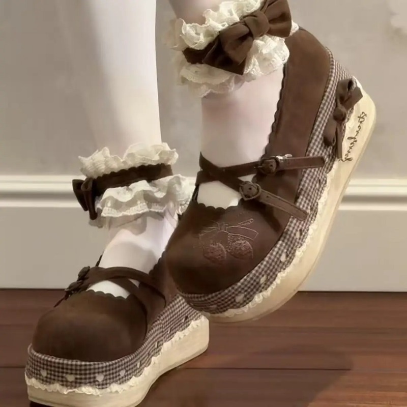 Embroidery Embellishments - Chaussures Lolita à talons hauts compensés