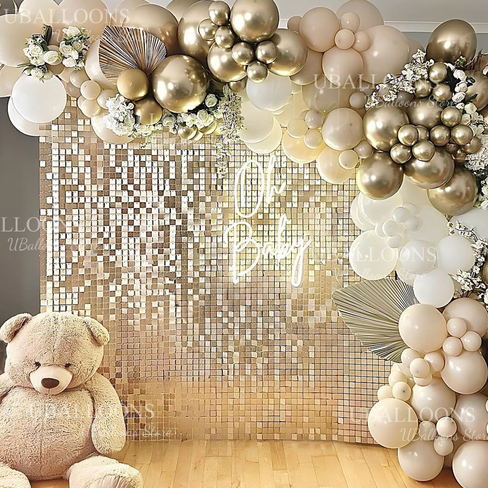 Panneaux de fond dorés champag - Sequin Fabric Panel avis et prix